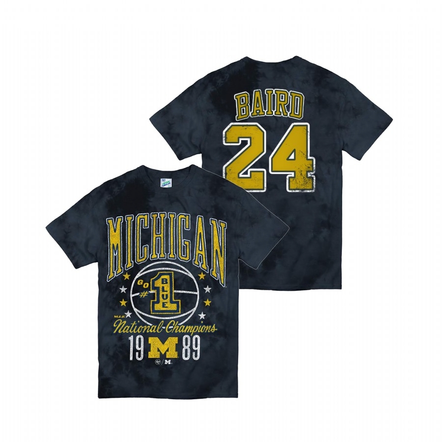 Michigan Wolverines Men's NCAA C.J. Baird #24 Navy Tie Dye Vintage Tubular Retro Tie-Dye College Football T-Shirt FFL7749JU